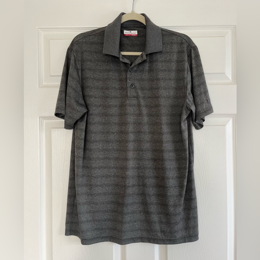 Grand Slam Charcoal Striped Polo Shirt